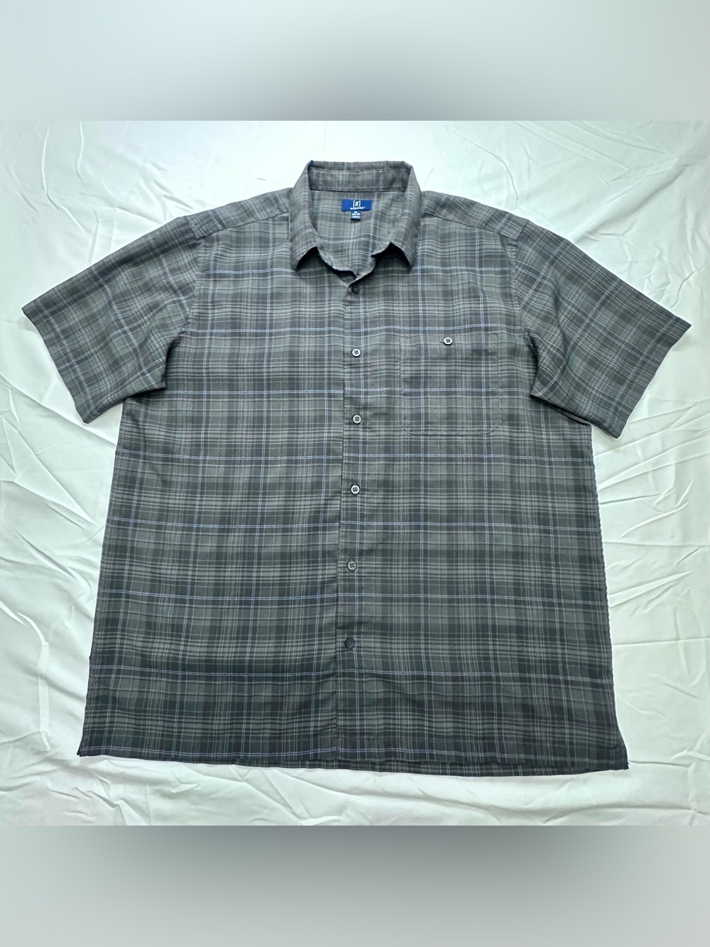 George Men’s Gray Plaid Short-Sleeve Button-Up Shirt